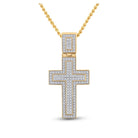 10kt Yellow Gold Men's Round Diamond Cross Charm Pendant 1/2 Cttw - A Dazzling Symbol of Faith and Style - Splendid Jewellery