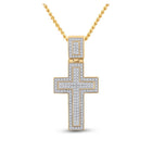 10kt Yellow Gold Men's Round Diamond Cross Charm Pendant 1/2 Cttw - A Dazzling Symbol of Faith and Style - Splendid Jewellery