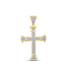 10kt Yellow Gold Men's Round Diamond Cross Charm Pendant 1/2 Cttw - A Dazzling Symbol of Faith and Style - Splendid Jewellery