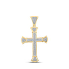 10kt Yellow Gold Men's Round Diamond Cross Charm Pendant 1/2 Cttw - A Dazzling Symbol of Faith and Style - Splendid Jewellery