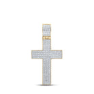 10kt Yellow Gold Men's Round Diamond Cross Charm Pendant - 1/2 Cttw | Splendid Jewellery - Splendid Jewellery
