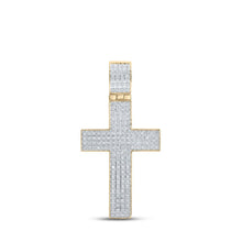 Load image into Gallery viewer, 10kt Yellow Gold Men's Round Diamond Cross Charm Pendant - 1/2 Cttw | Splendid Jewellery - Splendid Jewellery