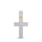 10kt Yellow Gold Men's Round Diamond Cross Charm Pendant - 1/2 Cttw | Splendid Jewellery - Splendid Jewellery