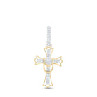 10kt Yellow Gold Men's Round Diamond Cross Charm Pendant - 1/2 Cttw | Splendid Jewellery - Splendid Jewellery