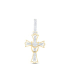 10kt Yellow Gold Men's Round Diamond Cross Charm Pendant - 1/2 Cttw | Splendid Jewellery - Splendid Jewellery