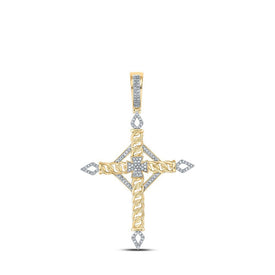 10kt Yellow Gold Men's Round Diamond Cross Charm Pendant - 1/3 Cttw - Splendid Jewellery