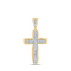 10kt Yellow Gold Men's Round Diamond Cross Charm Pendant 1/3 Cttw - A Dazzling Symbol of Faith and Style - Splendid Jewellery