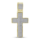 10kt Yellow Gold Men's Round Diamond Cross Charm Pendant - 1/4 Cttw - Splendid Jewellery
