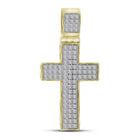 10kt Yellow Gold Men's Round Diamond Cross Charm Pendant - 1/4 Cttw - Splendid Jewellery