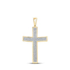 10kt Yellow Gold Men's Round Diamond Cross Charm Pendant - 1/4 Cttw | Splendid Jewellery - Splendid Jewellery