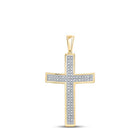 10kt Yellow Gold Men's Round Diamond Cross Charm Pendant - 1/4 Cttw | Splendid Jewellery - Splendid Jewellery
