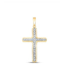 10kt Yellow Gold Men's Round Diamond Cross Charm Pendant - 1/5 Cttw - Splendid Jewellery - Splendid Jewellery
