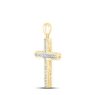 10kt Yellow Gold Men's Round Diamond Cross Charm Pendant - 1/5 Cttw - Splendid Jewellery - Splendid Jewellery