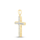 10kt Yellow Gold Men's Round Diamond Cross Charm Pendant - 1/5 Cttw - Splendid Jewellery - Splendid Jewellery