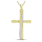 10kt Yellow Gold Mens Round Diamond Cross Charm Pendant 1/6 Cttw | Splendid Jewellery - Splendid Jewellery