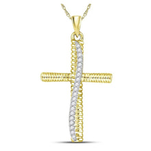Load image into Gallery viewer, 10kt Yellow Gold Mens Round Diamond Cross Charm Pendant 1/6 Cttw | Splendid Jewellery - Splendid Jewellery
