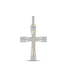 Load image into Gallery viewer, 10kt Yellow Gold Men's Round Diamond Cross Charm Pendant - 2 - 1/2 Ct.t.w. - Splendid Jewellery