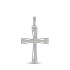 10kt Yellow Gold Men's Round Diamond Cross Charm Pendant - 2 - 1/2 Ct.t.w. - Splendid Jewellery