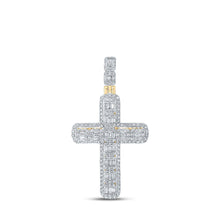 Load image into Gallery viewer, 10kt Yellow Gold Men's Round Diamond Cross Charm Pendant - 2 - 3/4 Cttw - Splendid Jewellery