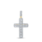 10kt Yellow Gold Men's Round Diamond Cross Charm Pendant - 2 - 3/4 Cttw - Splendid Jewellery