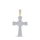 10kt Yellow Gold Men's Round Diamond Cross Charm Pendant - 2 - 3/4 Cttw | Splendid Jewellery - Splendid Jewellery