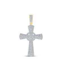 Load image into Gallery viewer, 10kt Yellow Gold Men's Round Diamond Cross Charm Pendant - 2 - 3/4 Cttw | Splendid Jewellery - Splendid Jewellery