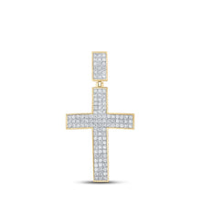 Load image into Gallery viewer, 10kt Yellow Gold Men's Round Diamond Cross Charm Pendant - 2 Cttw | Splendid Jewellery - Splendid Jewellery