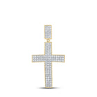 10kt Yellow Gold Men's Round Diamond Cross Charm Pendant - 2 Cttw | Splendid Jewellery - Splendid Jewellery