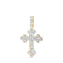 Load image into Gallery viewer, 10kt Yellow Gold Men's Round Diamond Cross Charm Pendant - 2 Cttw | Splendid Jewellery - Splendid Jewellery