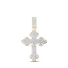 10kt Yellow Gold Men's Round Diamond Cross Charm Pendant - 2 Cttw | Splendid Jewellery - Splendid Jewellery