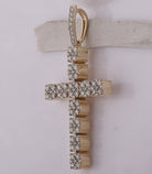 10kt Yellow Gold Men's Round Diamond Cross Charm Pendant - 2 Cttw | Splendid Jewellery - Splendid Jewellery