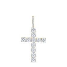 Load image into Gallery viewer, 10kt Yellow Gold Men&#39;s Round Diamond Cross Charm Pendant - 2 Cttw | Splendid Jewellery Top view from the 10Kt Yellow Gold Mens Round Diamond Cross Charm Pendant 2 1 5 Cttwpin280011 collection by Splendid Jewellery