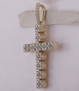 10kt Yellow Gold Men's Round Diamond Cross Charm Pendant - 2 Cttw | Splendid Jewellery - Splendid Jewellery