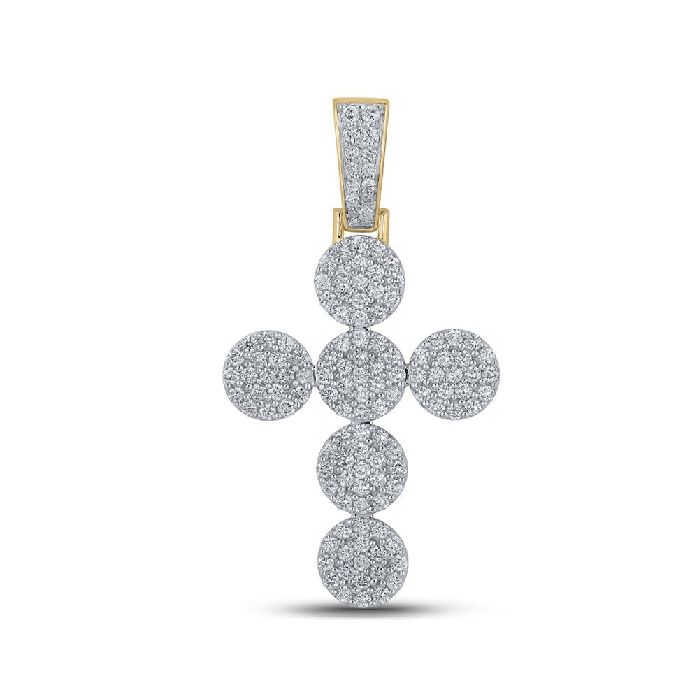 10kt Yellow Gold Men's Round Diamond Cross Charm Pendant - 2 Cttw | Splendid Jewellery - Splendid Jewellery