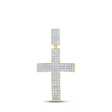 Load image into Gallery viewer, 10kt Yellow Gold Men's Round Diamond Cross Charm Pendant - 2 Cttw | Splendid Jewellery - Splendid Jewellery