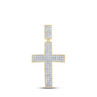 10kt Yellow Gold Men's Round Diamond Cross Charm Pendant - 2 Cttw | Splendid Jewellery - Splendid Jewellery