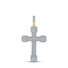 10kt Yellow Gold Men's Round Diamond Cross Charm Pendant - 3 - 1/2 Cttw - Splendid Jewellery