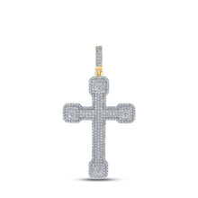 Load image into Gallery viewer, 10kt Yellow Gold Men's Round Diamond Cross Charm Pendant - 3 - 1/2 Cttw - Splendid Jewellery