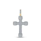 10kt Yellow Gold Men's Round Diamond Cross Charm Pendant - 3 - 1/2 Cttw - Splendid Jewellery