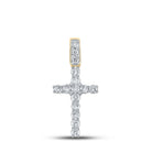 10kt Yellow Gold Men's Round Diamond Cross Charm Pendant - 3/4 Cttw - Splendid Jewellery