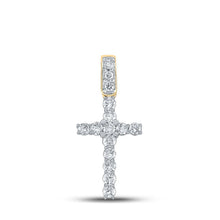 Load image into Gallery viewer, 10kt Yellow Gold Men's Round Diamond Cross Charm Pendant - 3/4 Cttw - Splendid Jewellery