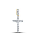10kt Yellow Gold Men's Round Diamond Cross Charm Pendant - 3/4 Cttw - Splendid Jewellery