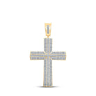 10kt Yellow Gold Mens Round Diamond Cross Charm Pendant 3/4 Cttw | Dazzling Diamond Delight - Splendid Jewellery