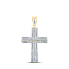 Load image into Gallery viewer, 10kt Yellow Gold Mens Round Diamond Cross Charm Pendant 3/4 Cttw | Dazzling Diamond Delight - Splendid Jewellery
