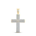 10kt Yellow Gold Mens Round Diamond Cross Charm Pendant 3/4 Cttw | Dazzling Diamond Delight - Splendid Jewellery