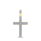 10kt Yellow Gold Men's Round Diamond Cross Charm Pendant 3/4 Cttw - Exquisite Masculine Elegance - Splendid Jewellery