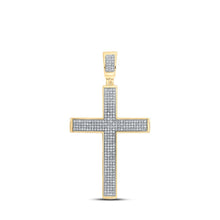 Load image into Gallery viewer, 10kt Yellow Gold Men's Round Diamond Cross Charm Pendant 3/4 Cttw - Exquisite Masculine Elegance - Splendid Jewellery