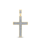 10kt Yellow Gold Men's Round Diamond Cross Charm Pendant 3/4 Cttw - Exquisite Masculine Elegance - Splendid Jewellery