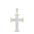 10kt Yellow Gold Men's Round Diamond Cross Charm Pendant - 3/4 Cttw | Splendid Jewellery - Splendid Jewellery