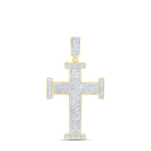 Load image into Gallery viewer, 10kt Yellow Gold Men's Round Diamond Cross Charm Pendant - 3/4 Cttw | Splendid Jewellery - Splendid Jewellery